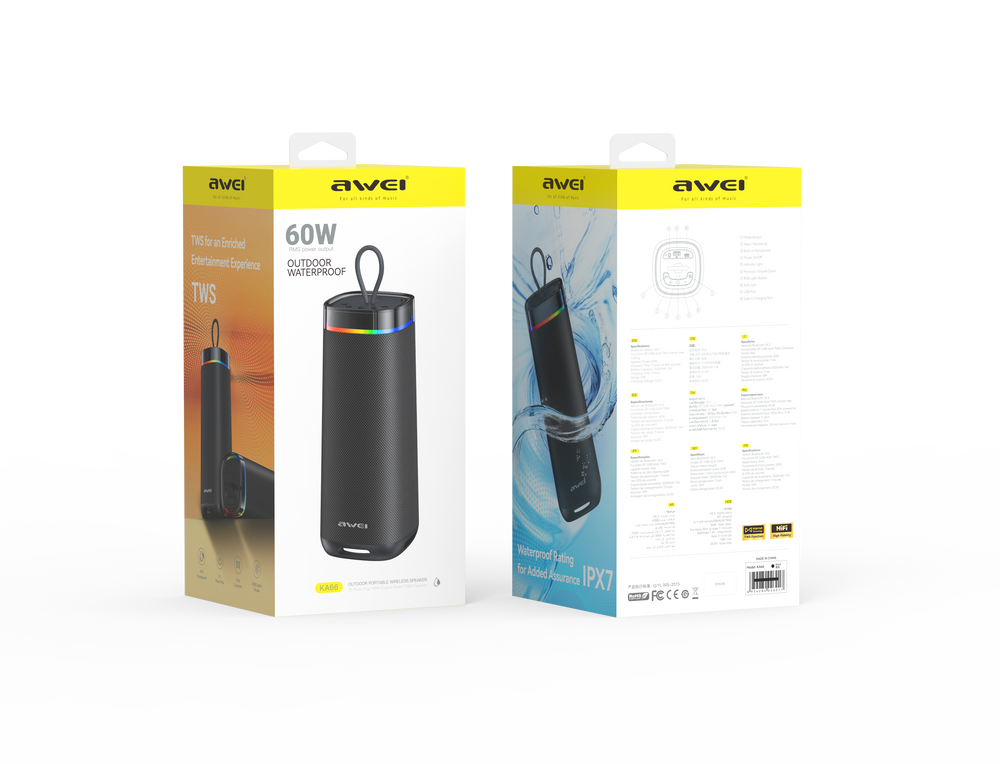 Awei KA66 Speaker (Outdoor Portable,Dual-Driver Surround Sound)